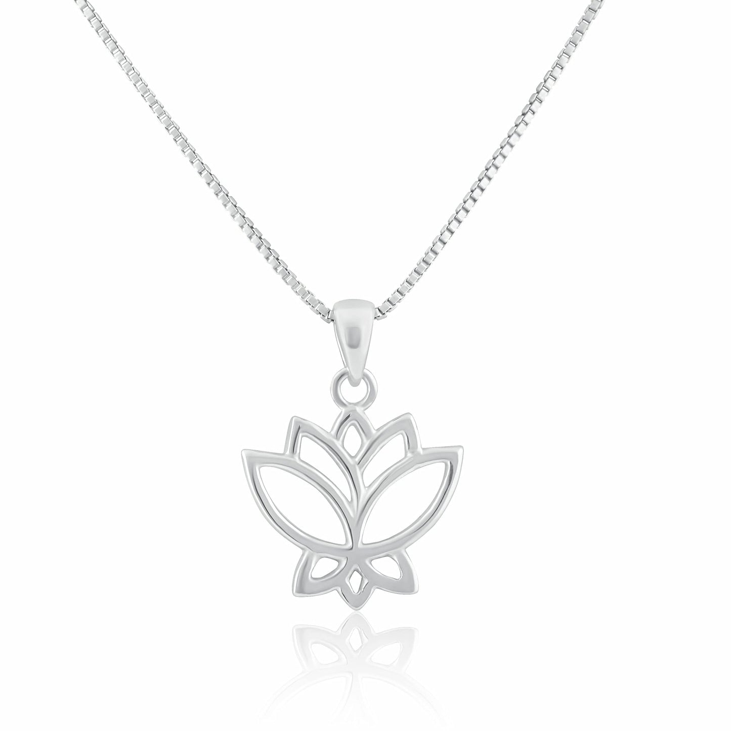 SilverCloseOut 925 Sterling Silver Womens Small Lotus Necklace Silver Girls Lotus Flower Charm Necklace