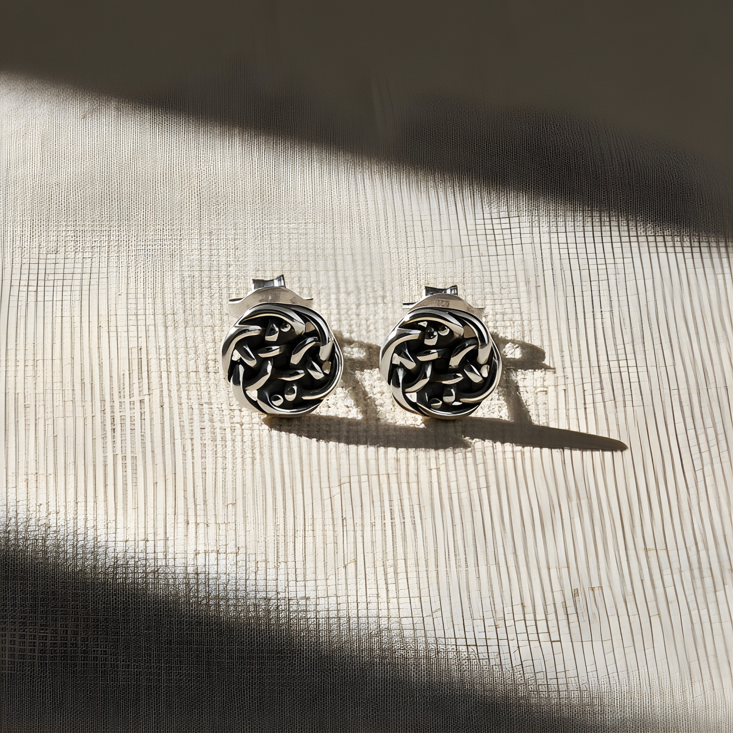 Rhodium Plated Sterling Silver Womens Small Antrim Knot Celtic Stud Earrings