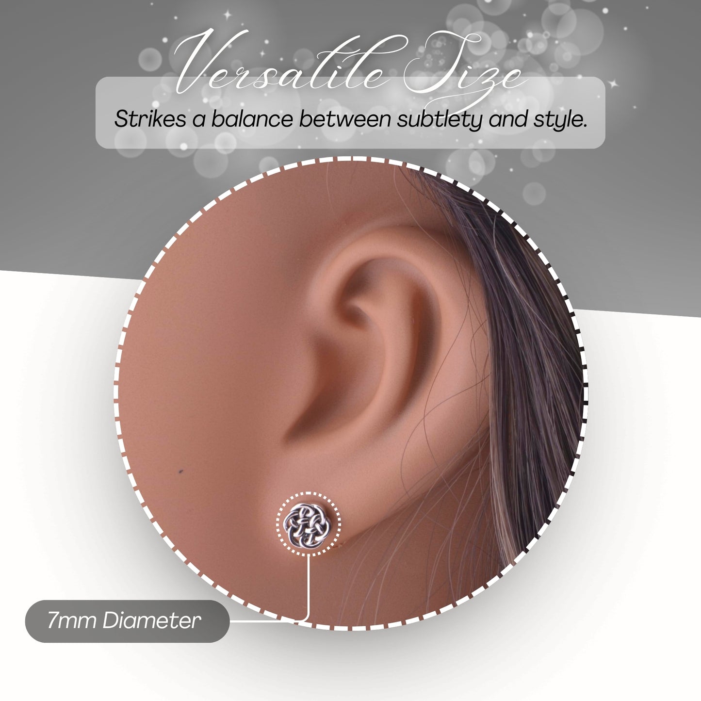 Rhodium Plated Sterling Silver Womens Small Antrim Knot Celtic Stud Earrings