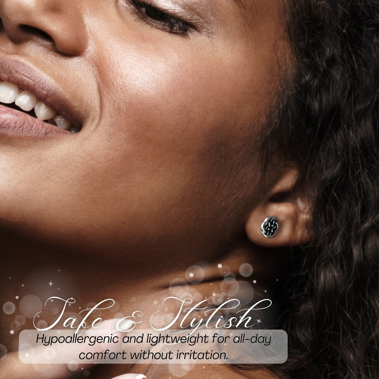 Rhodium Plated Sterling Silver Womens Small Antrim Knot Celtic Stud Earrings