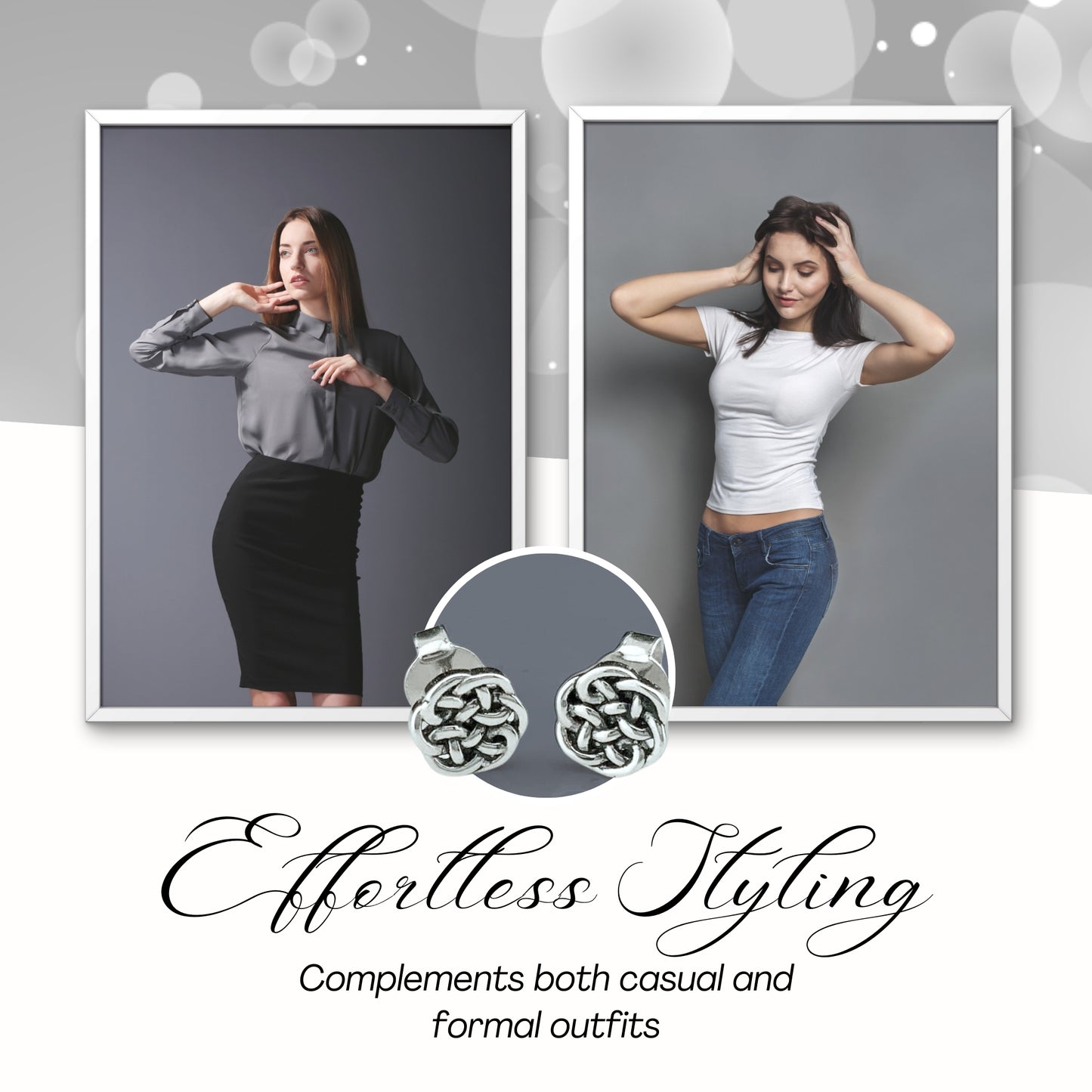 Rhodium Plated Sterling Silver Womens Small Antrim Knot Celtic Stud Earrings
