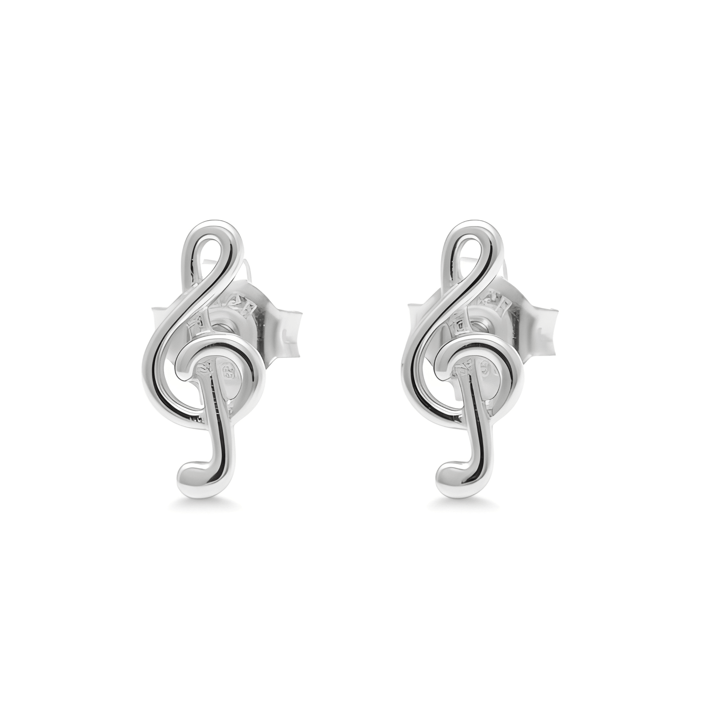 Sterling Silver Sterling Silver G-clef Music Note Stud Earrings, 11mm | — view 5