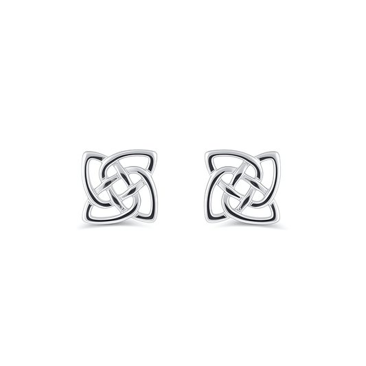 SilverCloseOut Rhodium Plated Sterling Silver Womens Celtic Triquetra Knot Stud Earrings for Girls - 6mm