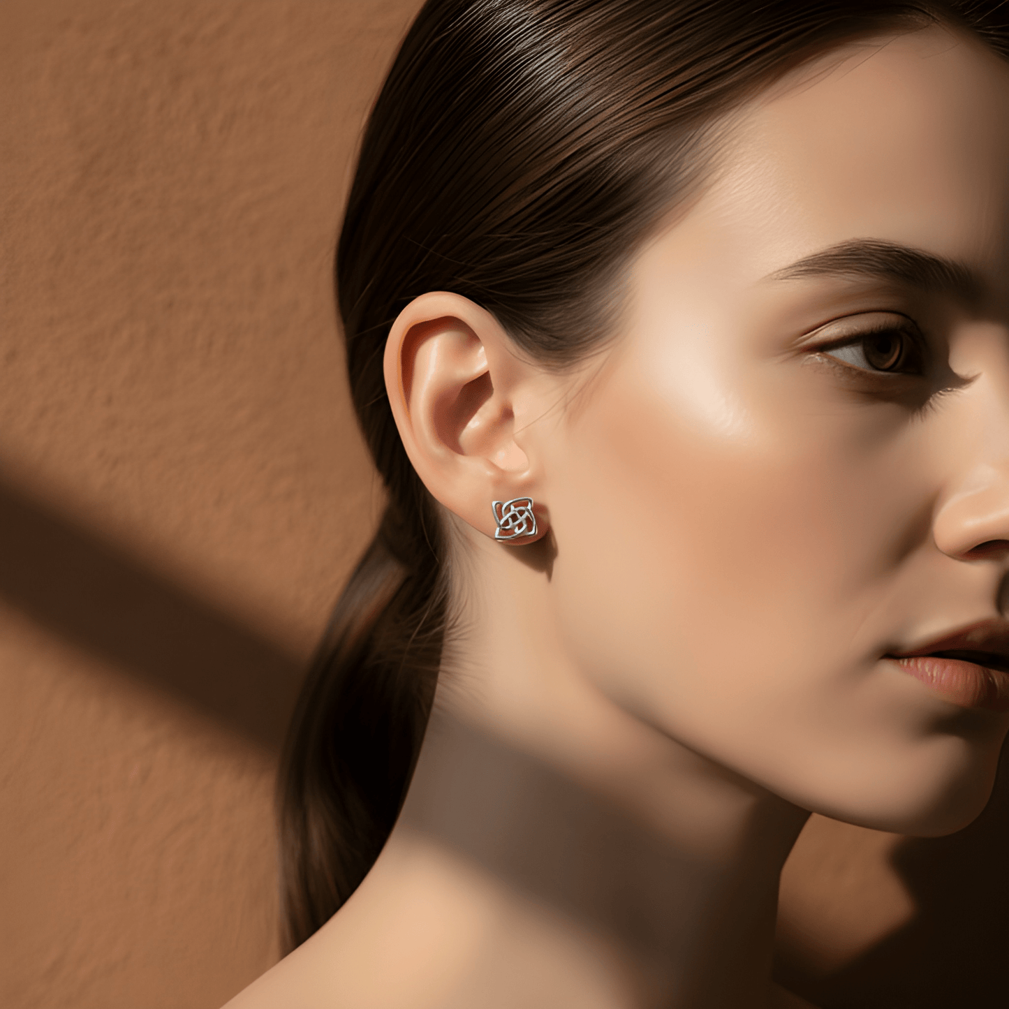 SilverCloseOut Rhodium Plated Sterling Silver Womens Celtic Triquetra Knot Stud Earrings for Girls - 6mm