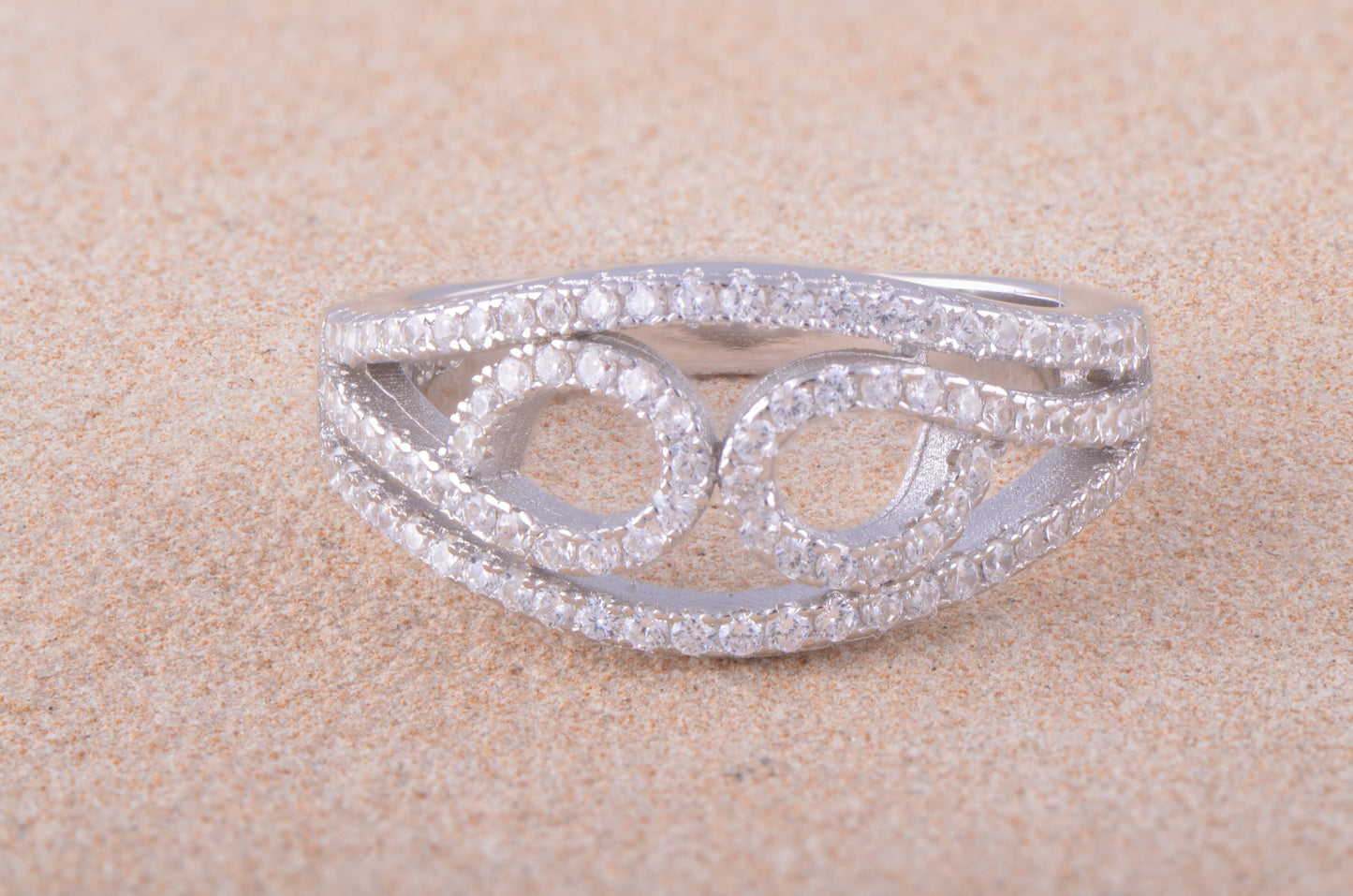 Sterling Silver Cz Infinity Swirl Ring