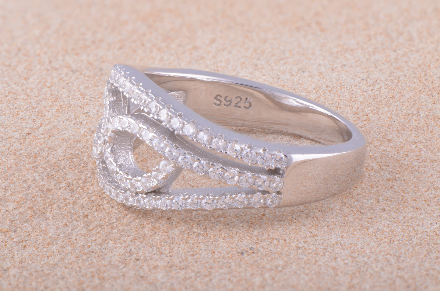 Sterling Silver Cz Infinity Swirl Ring