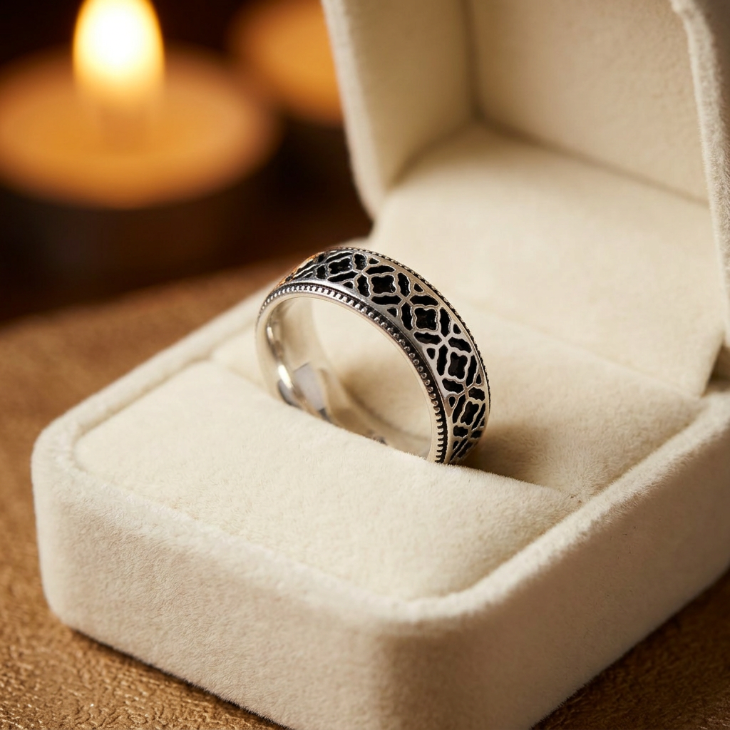 Sterling Silver 6mm Quatrefoil Lattice Wedding Band Ring, Unisex life3
