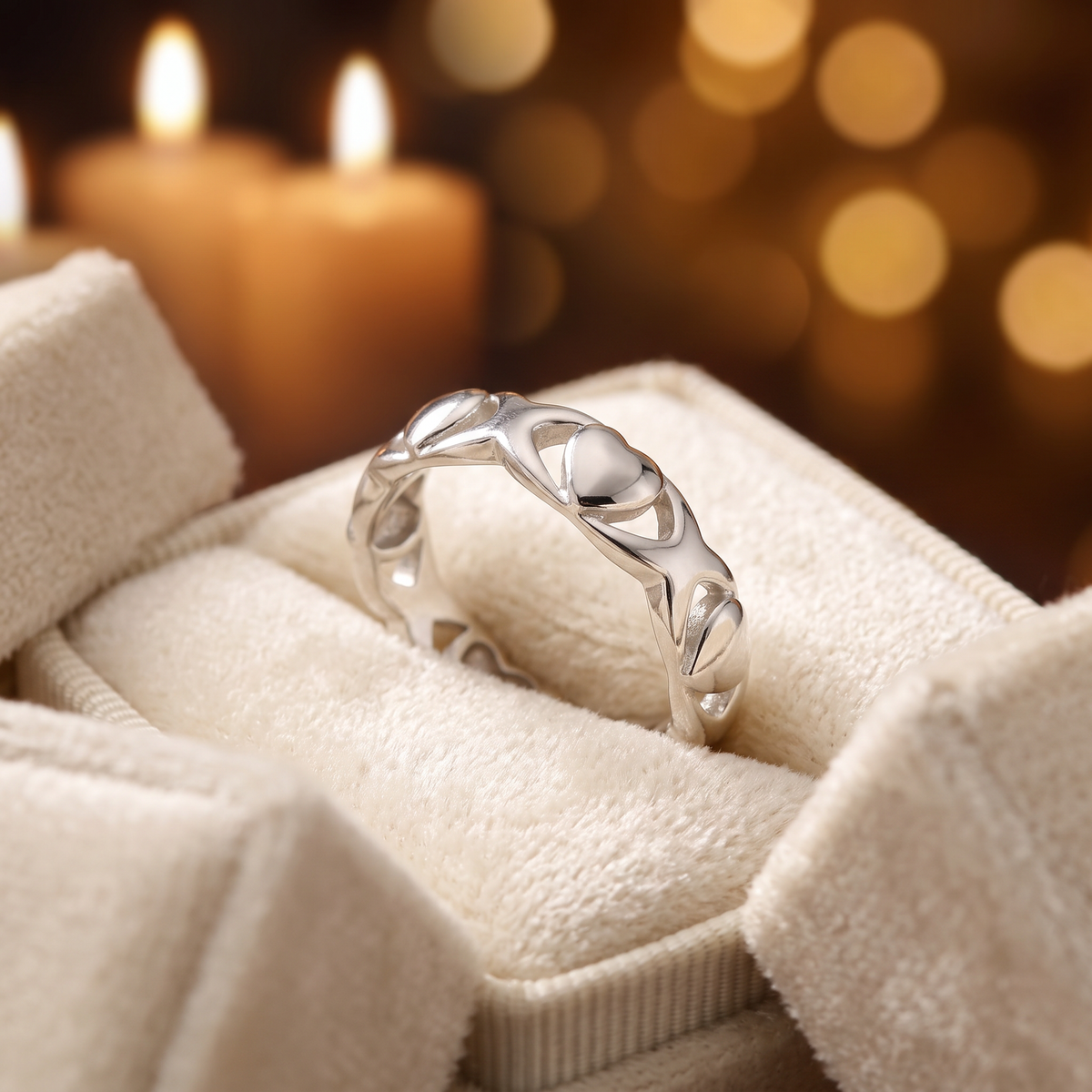 Sterling Silver Hearts and Kisses Eternity Band Ring for Women life3