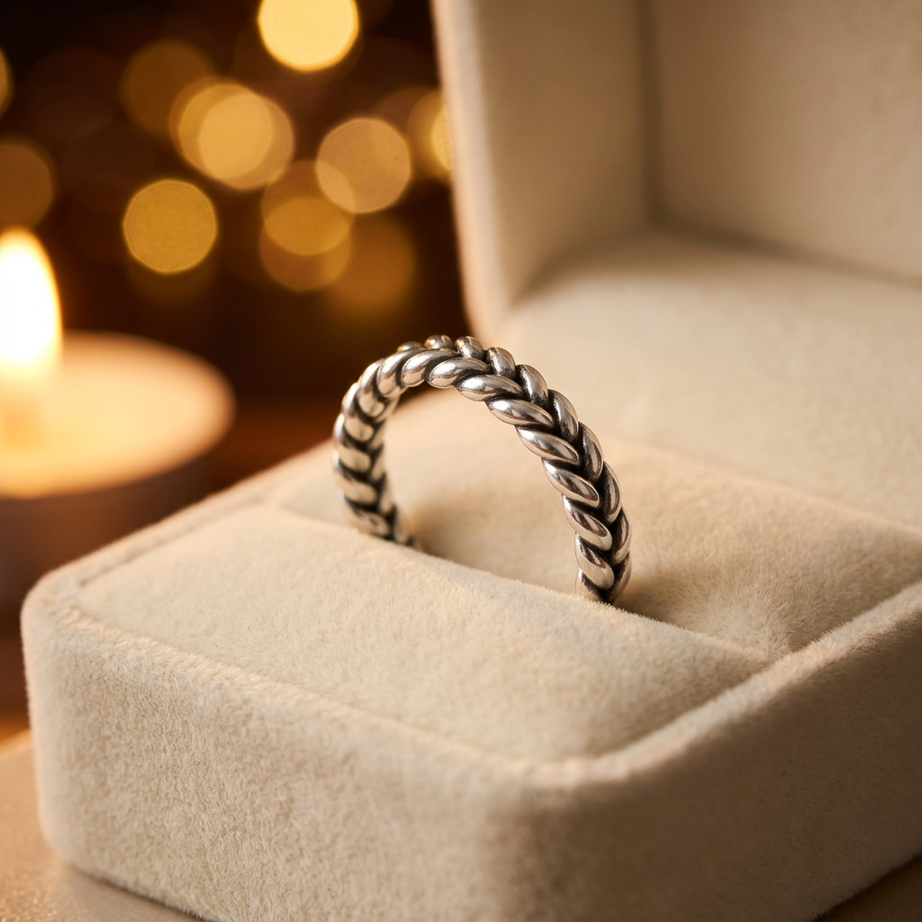 Sterling Silver 3.7mm Braided Rope Stacking Ring, Unisex life3