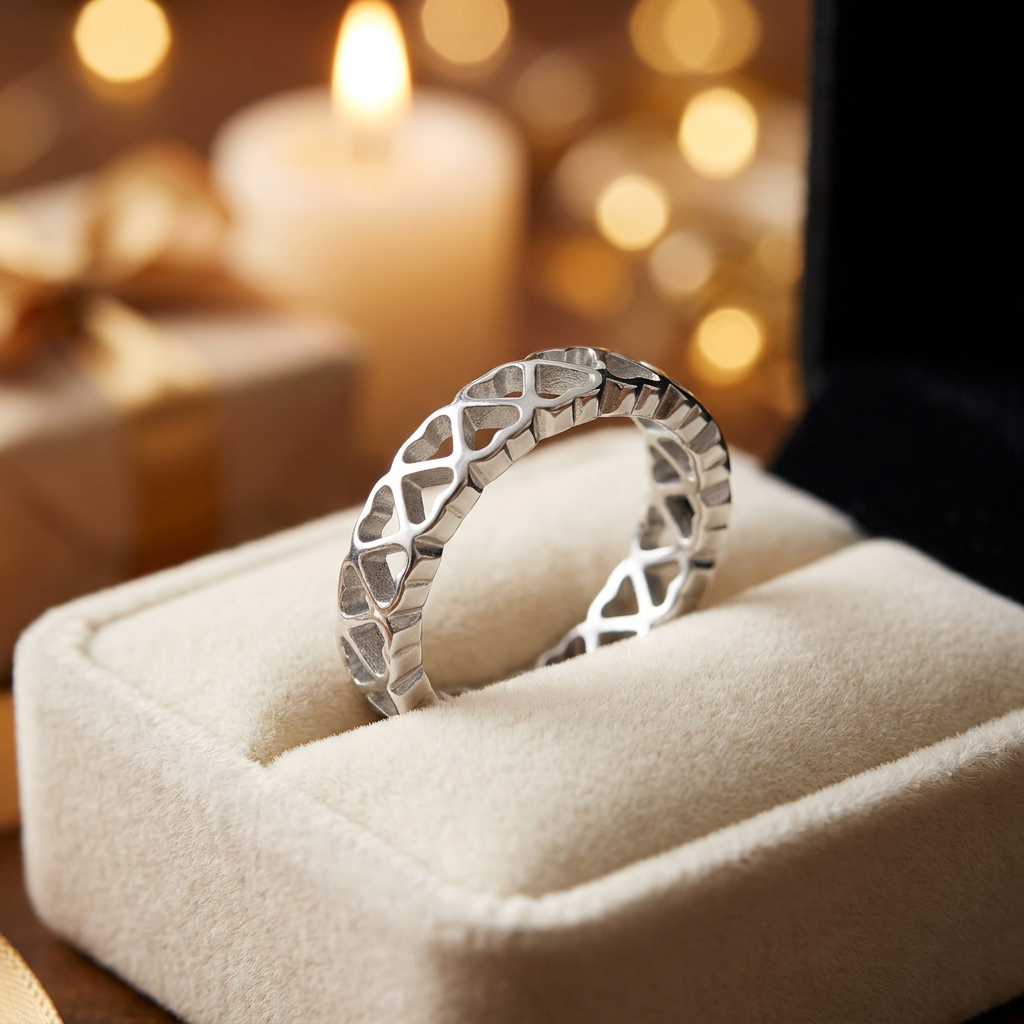 Sterling Silver 3.9mm Open Hearts Eternity Band Ring for Women life3