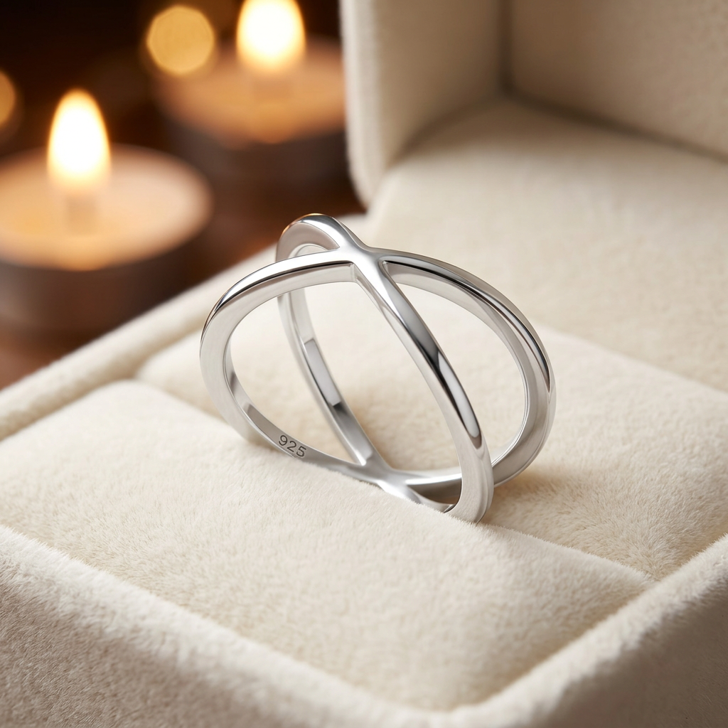 Sterling Silver 11.2mm Open Criss Cross X Orbit Statement Ring for Women life3