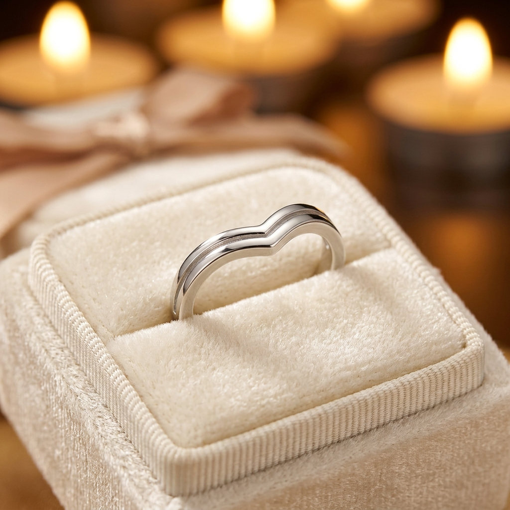 Sterling Silver Double Row Chevron Ring for Women life3