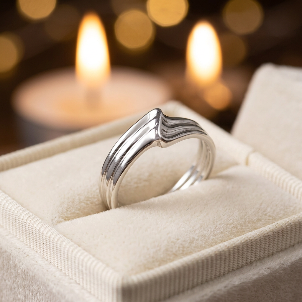 Sterling Silver 3.8mm Triple Band Wave Fold Ring for Women life3