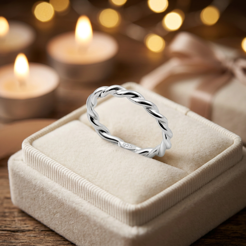 Sterling Silver 2.6mm Polished Twisted Strand Stacking Band Ring for Women life3