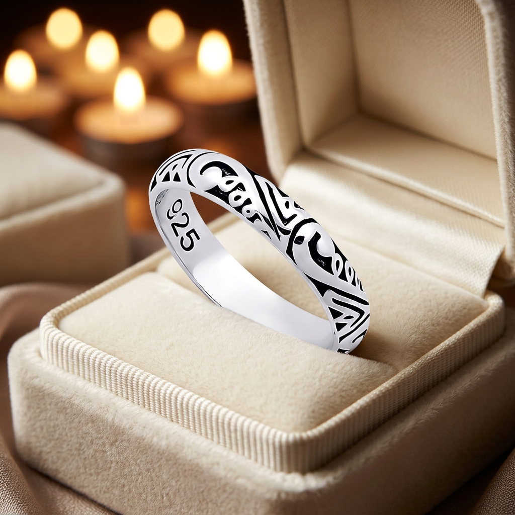 Sterling Silver 3.9mm Oxidized Tribal Scroll Eternity Band Ring for Women life3