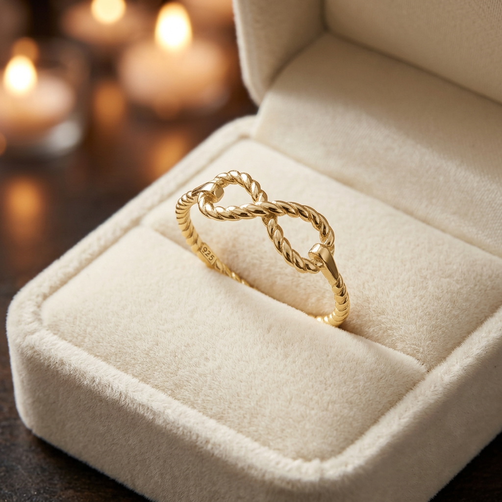 Gold Plated Sterling Silver Rope Infinity Knot Promise Ring for Women life3