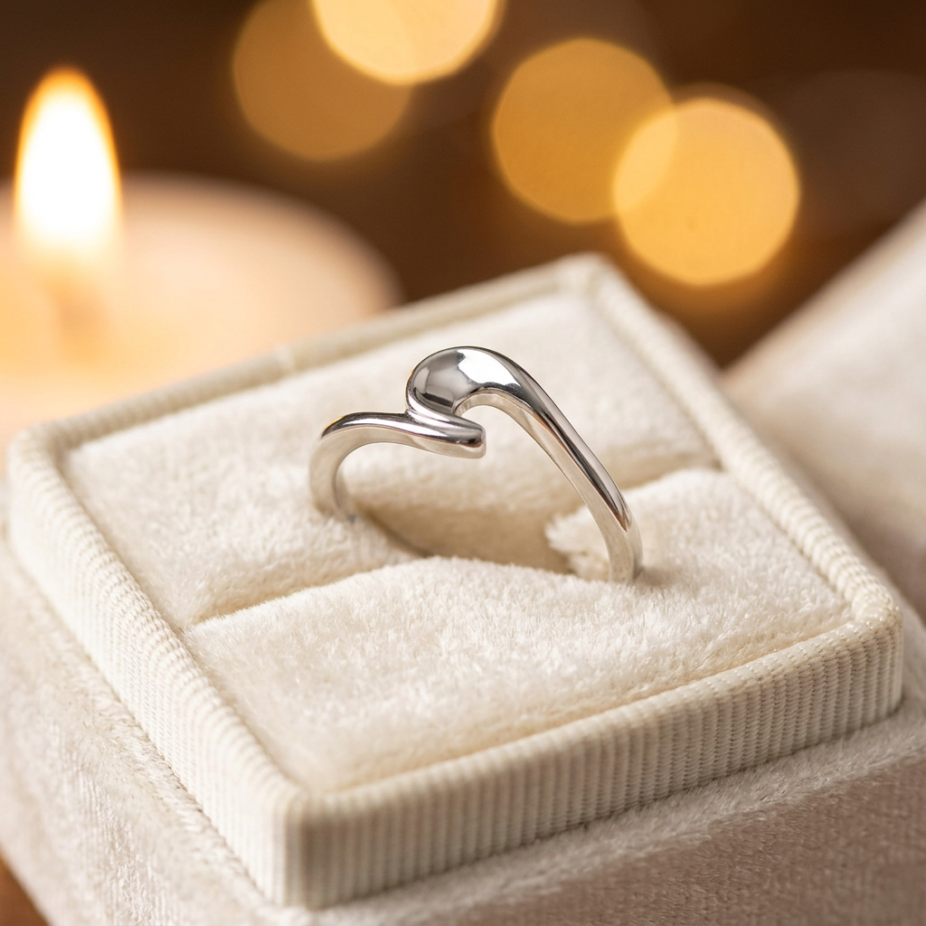 Sterling Silver 2.2mm Curling Ocean Wave Bypass Ring for Women life3