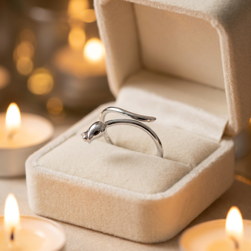Sterling Silver 1.4mm Rosebud Long Stem Bypass Wrap Ring for Women life3