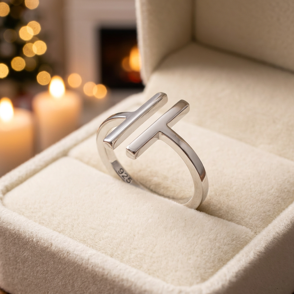 Sterling Silver Double Parallel Bar Open Front Ring for Women life3