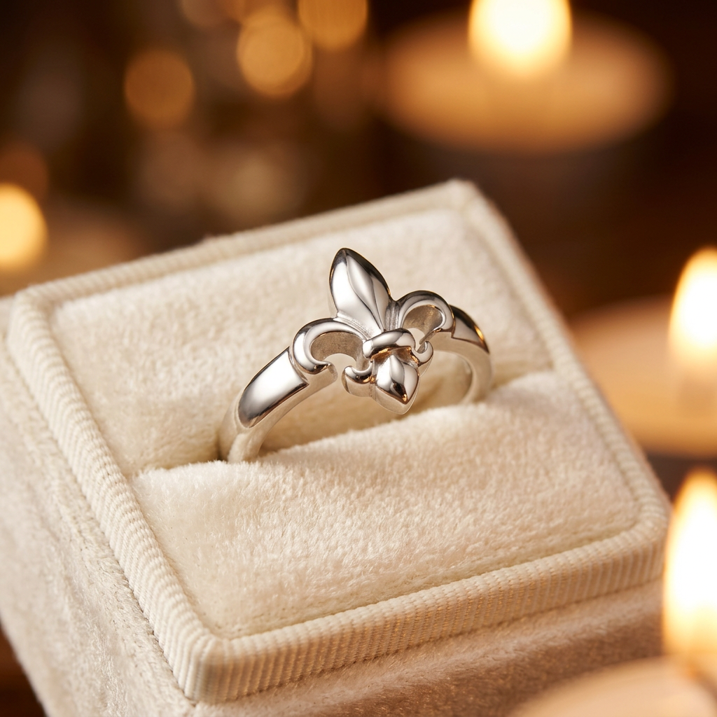 Sterling Silver 2.7mm Fleur de Lis Statement Ring for Women life3