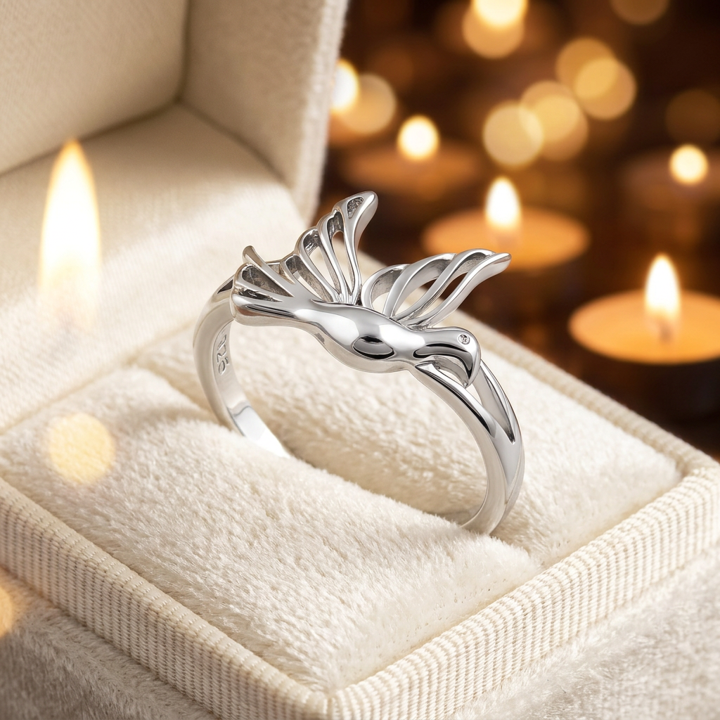 Sterling Silver 2.6mm Flying Dove Open Wing Peace Ring for Women life3