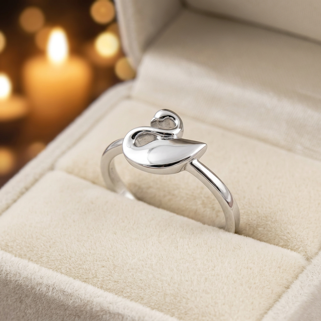 Sterling Silver 2.1mm Polished Swan Silhouette Ring for Women life3