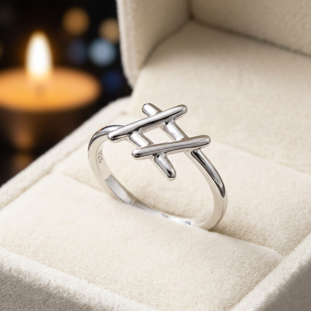 Sterling Silver 2mm Polished Hashtag Symbol Statement Ring for Women life3