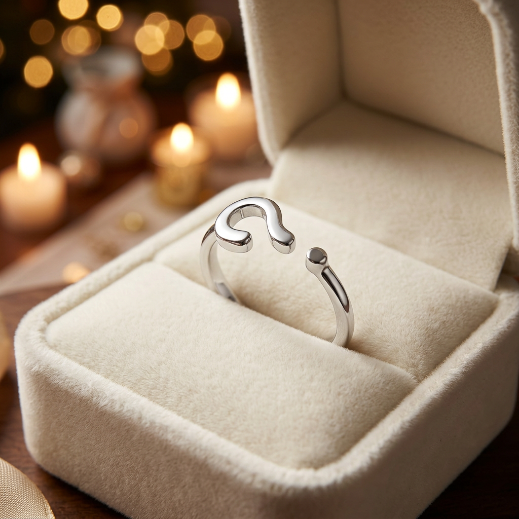 Sterling Silver 2.2mm Question Mark Open Cuff Ring for Women life3