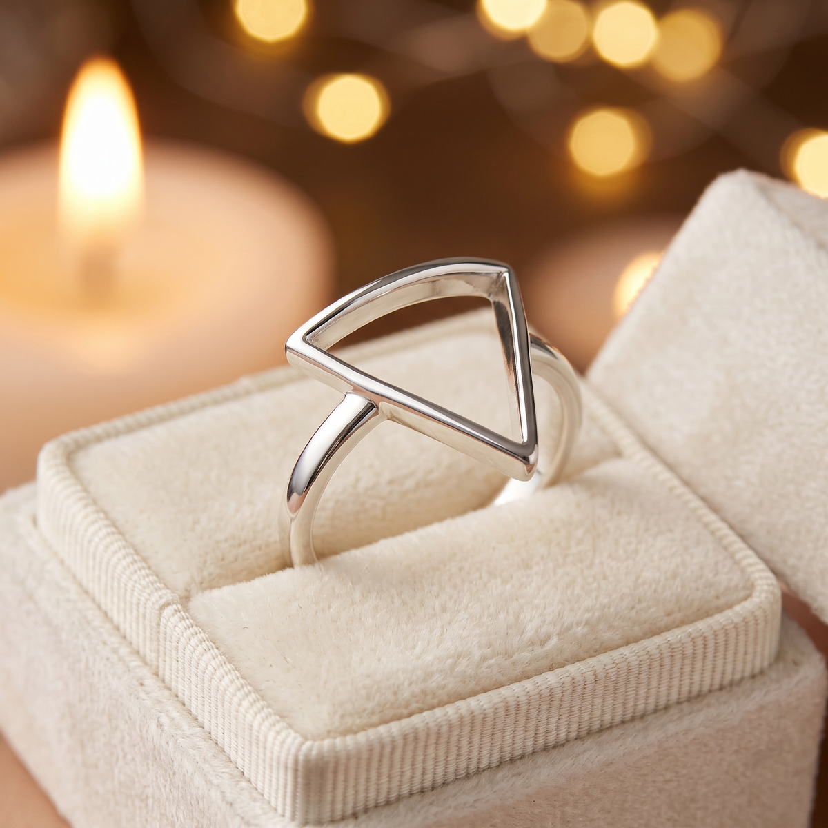 Sterling Silver Open Triangle Geometric Ring for Women life3