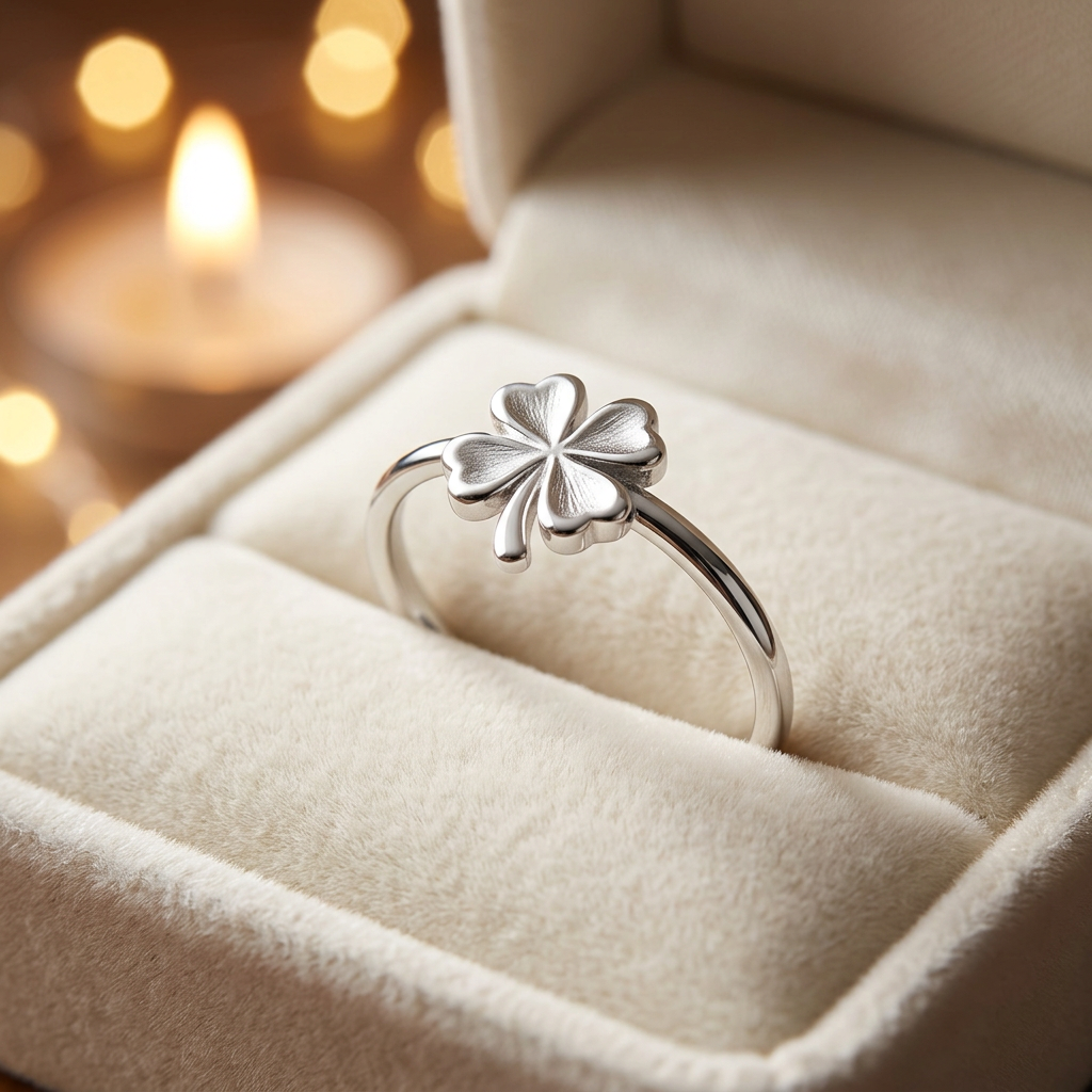 Sterling Silver 1.7mm Four Leaf Clover Good Luck Ring for Women life3