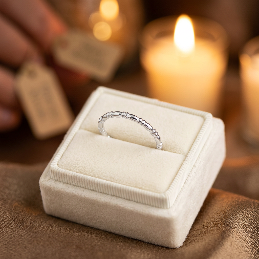 Sterling Silver 1.8mm Bead and Bar Eternity Stacking Ring for Women life3