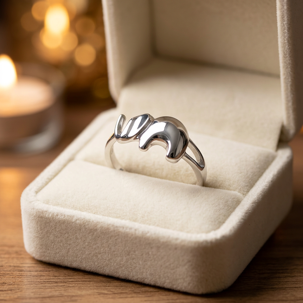 Sterling Silver 3.8mm Polished Trunk Up Elephant Good Luck Ring for Women life3