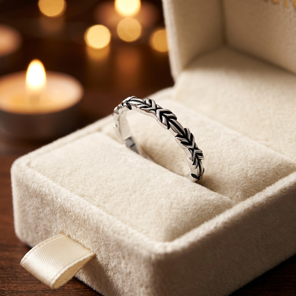 Sterling Silver 3mm Oxidized Arrow Chevron Eternity Band Ring for Women life3