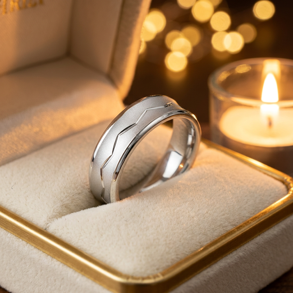 Sterling Silver 6.15mm Satin Zig Zag Concave Wedding Band Ring for Women life3