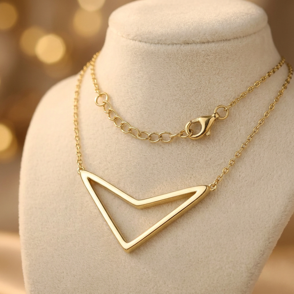 Sterling Silver Yellow Gold Chevron Arrow Pendant Necklace for Women, 17 to 18.5 inch life3
