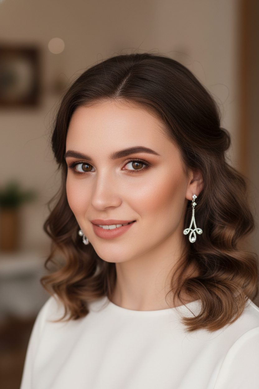 White Gold over Sterling Silver Women's Designer Inspired CZ Fleur de lis Dangle Earrings
