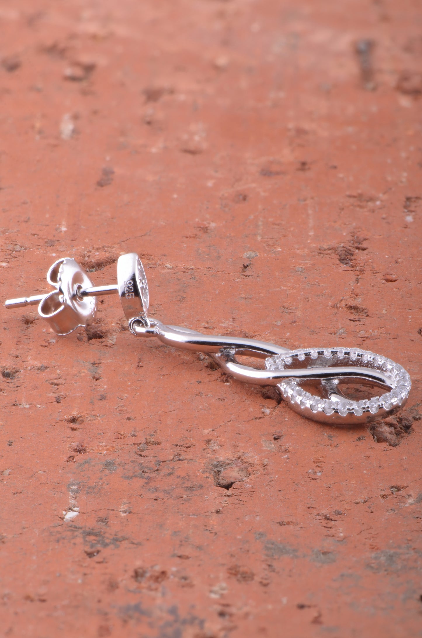 White Gold Over Sterling Silver Womens Elegant Cz Celtic Braid Dangle Earrings