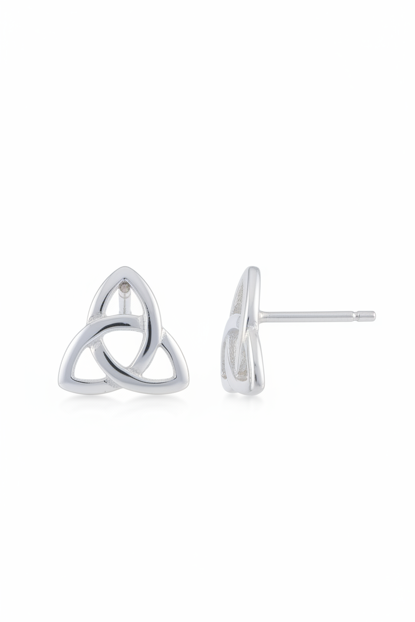 Sterling Silver Girls Small Celtic Triquetra Stud Earrings