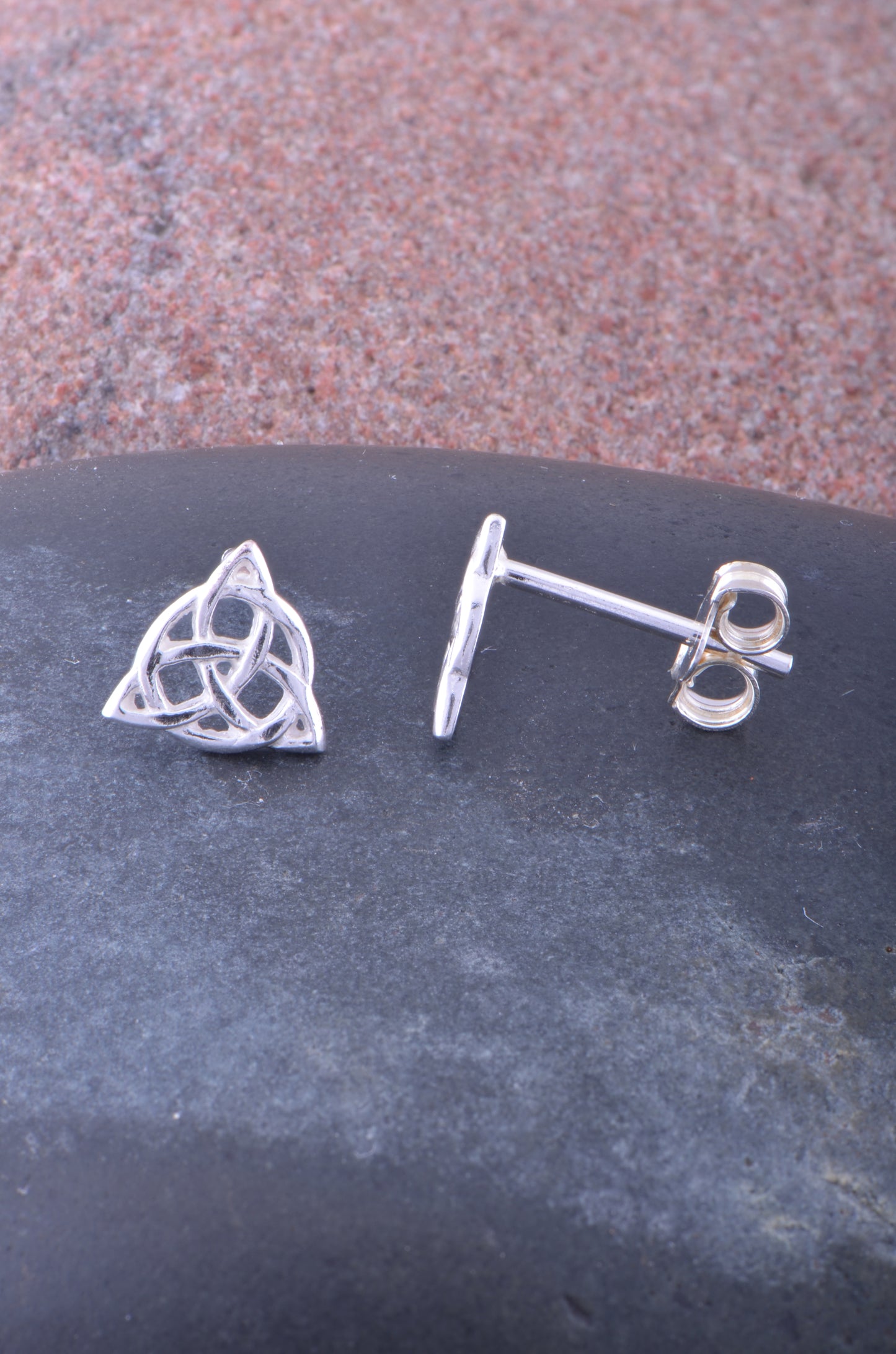 Sterling Silver Girls Irish Celtic Triquetra Knot Stud Earrings