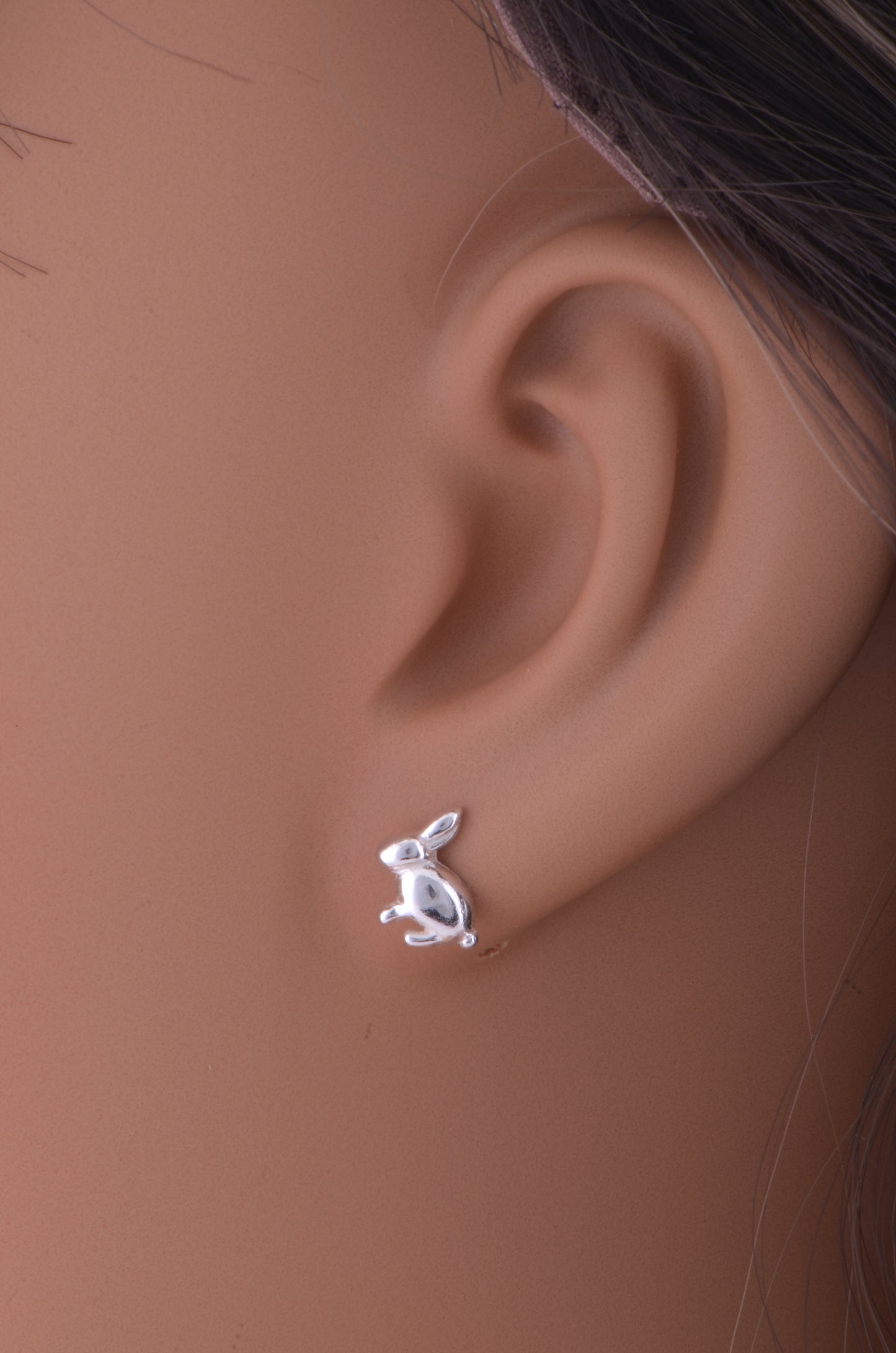 Sterling Silver Girls Small Bunny Rabbit Stud Earrings