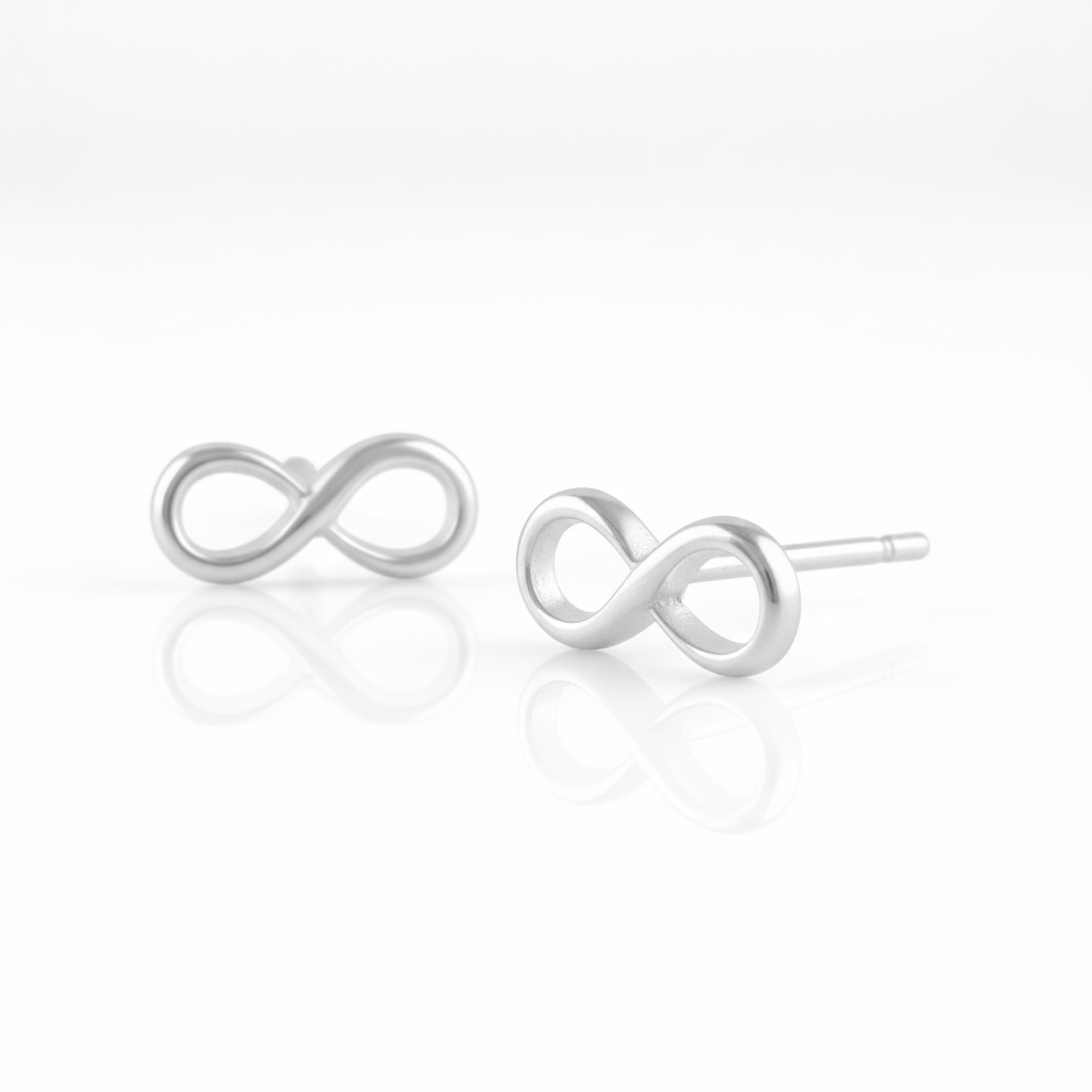 Sterling Silver Unisex Dainty Infinity Stud Earrings