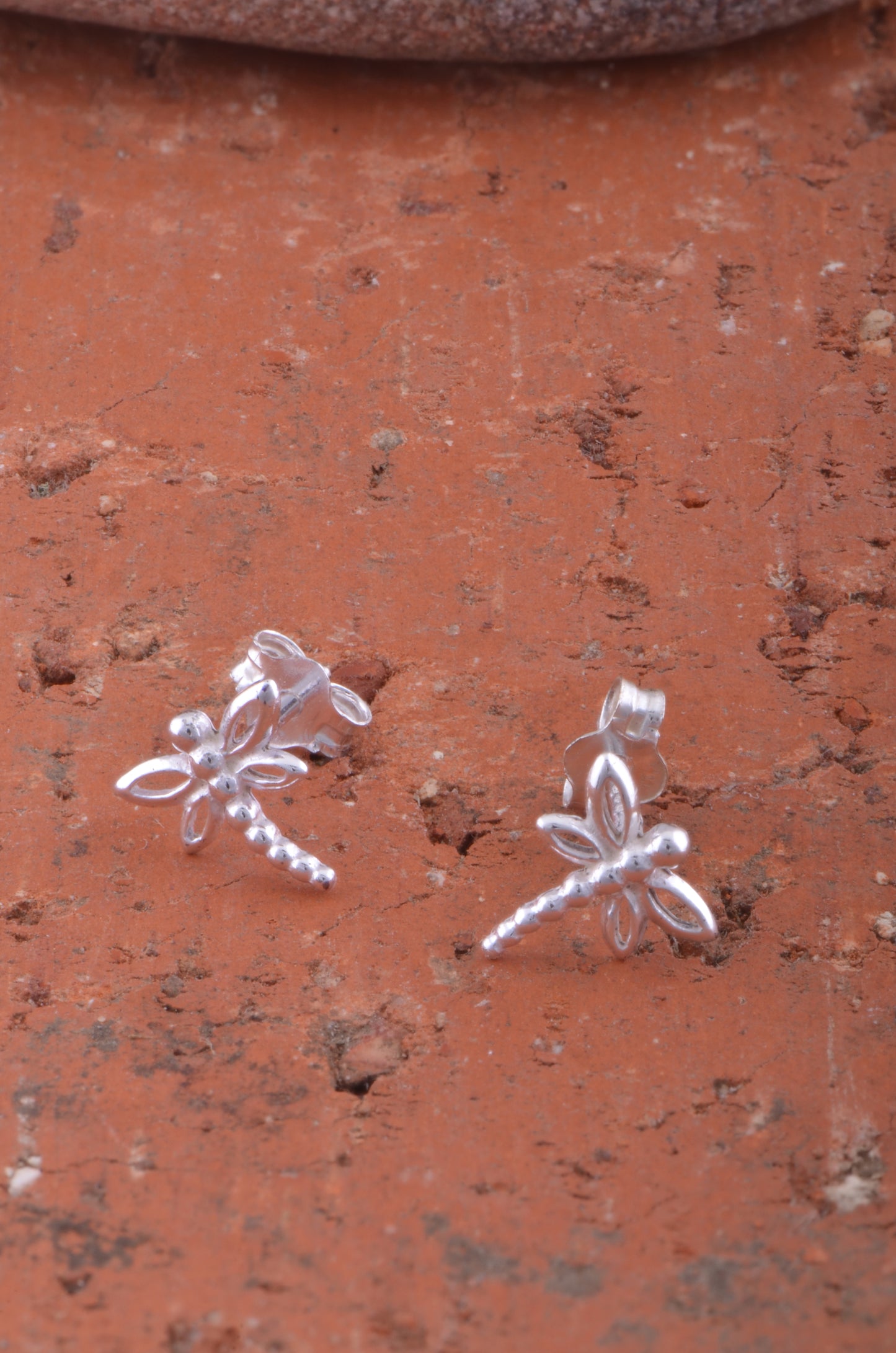 Sterling Silver Dragonfly Stud Earrings 0.31in
