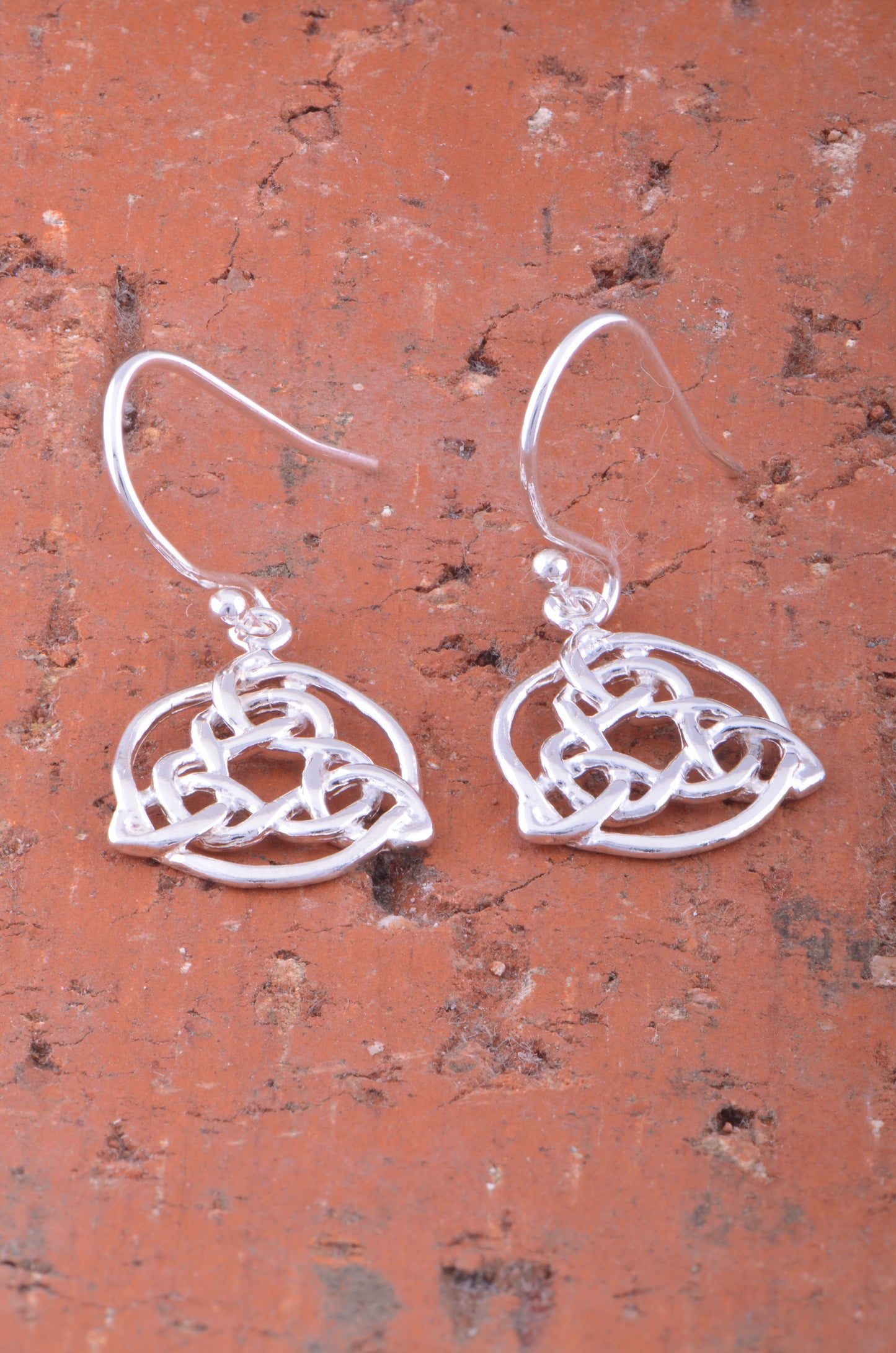 Sterling Silver Girls Dainty Round Celtic Triquetra Dangle Earrings