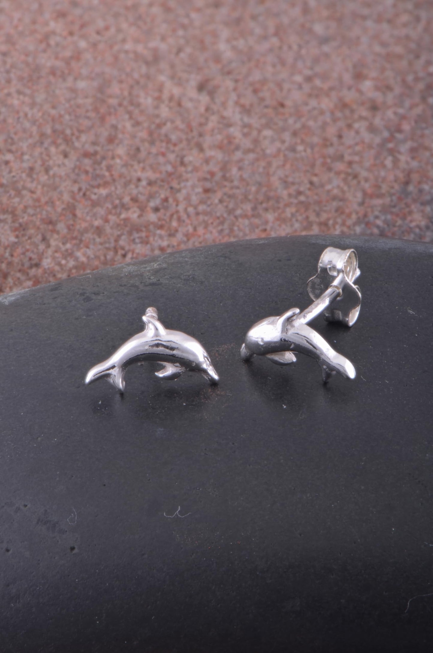 Sterling Silver GIrls Dainty Jumping Dolphin Stud Earrings
