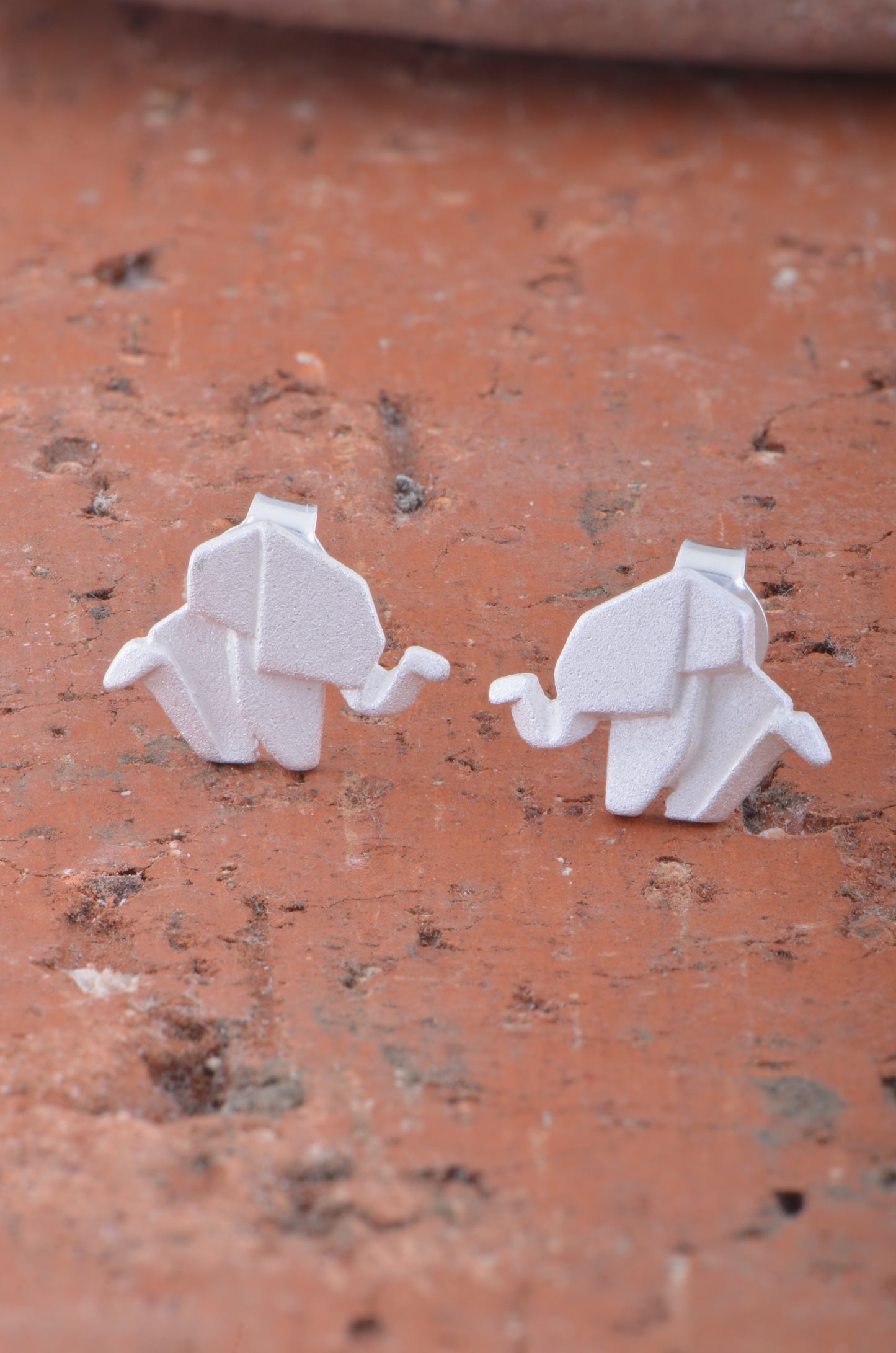 Sterling Silver Girls Dainty Origami Bunny Rabbit Stud Earrings
