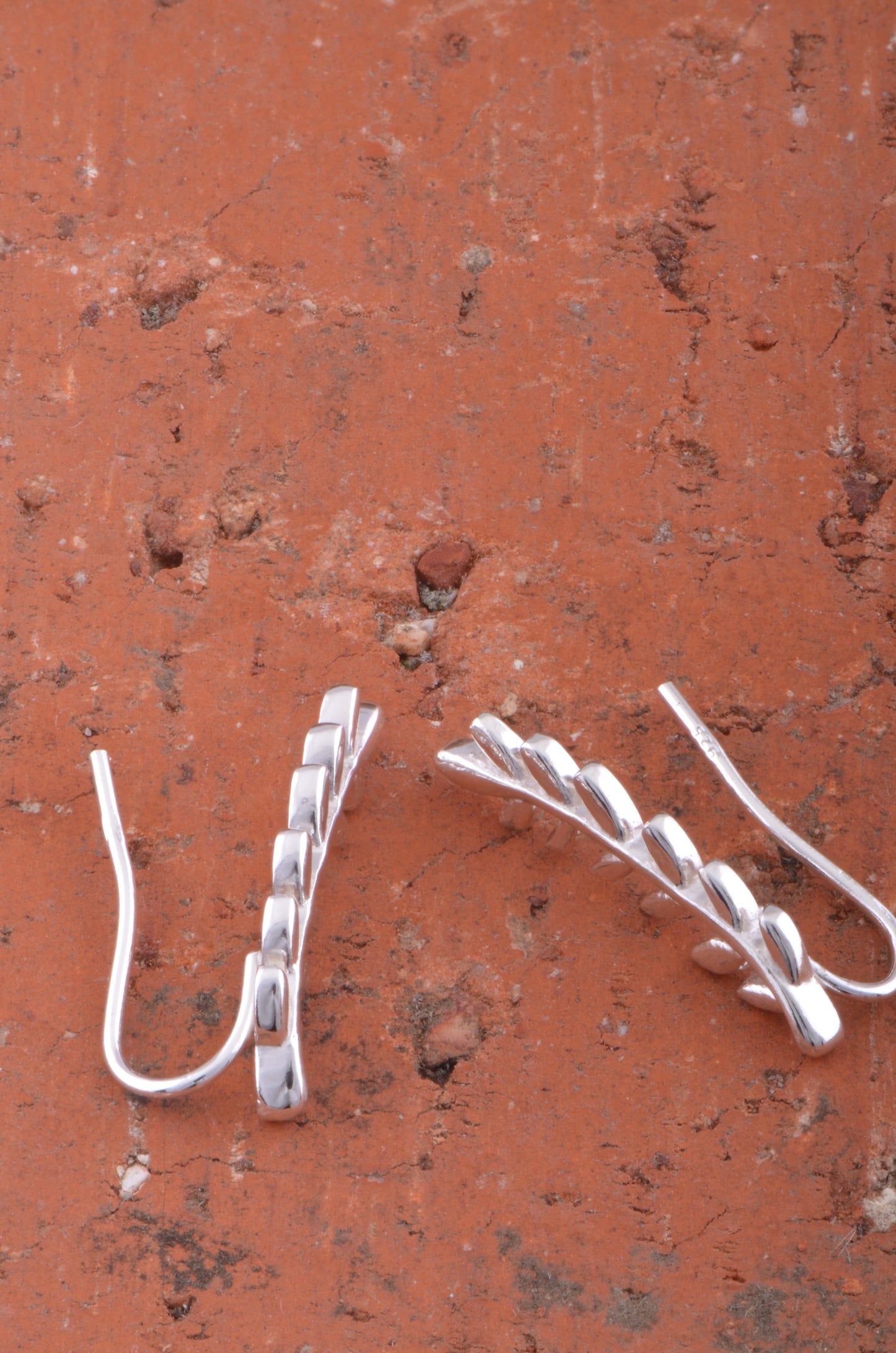 Sterling Silver Womens Leaf Vine Ear Crawler Earrings