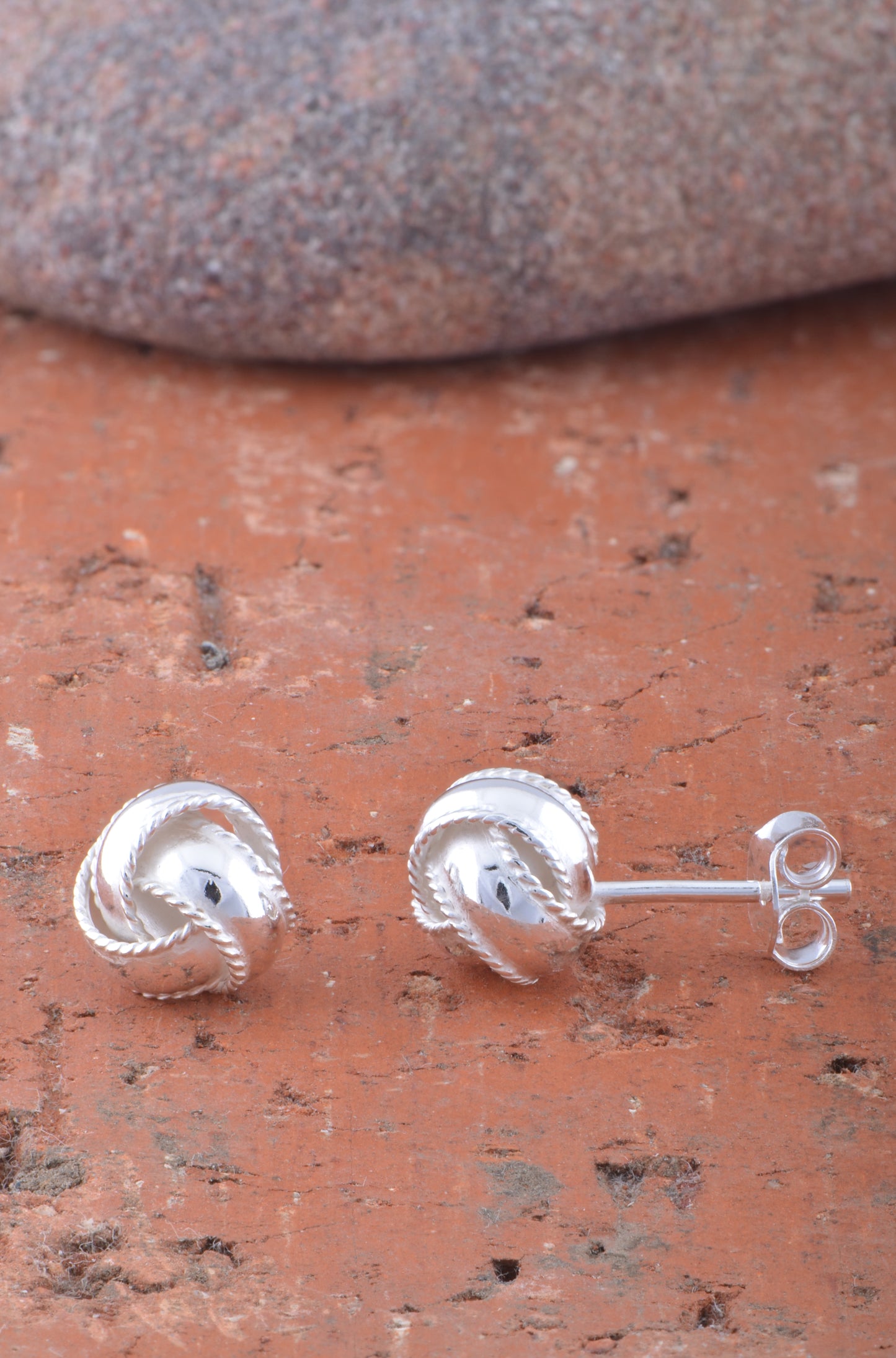 Sterling Silver Womens Dainty Love Knot Stud Earrings