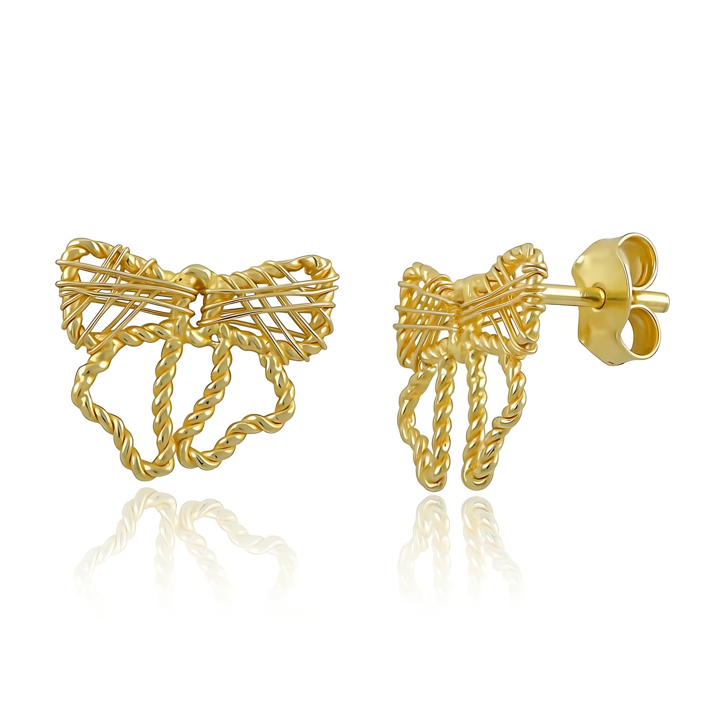 Yellow Gold Vermeil Sterling Silver Bow Stud Earrings