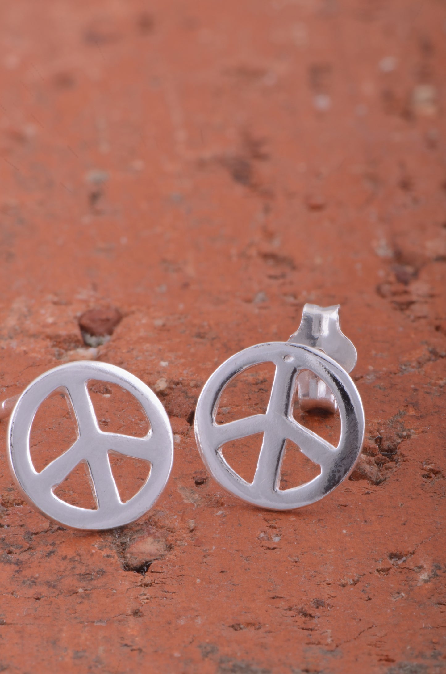 Sterling Silver Dainty Peace Sign stud Earrings
