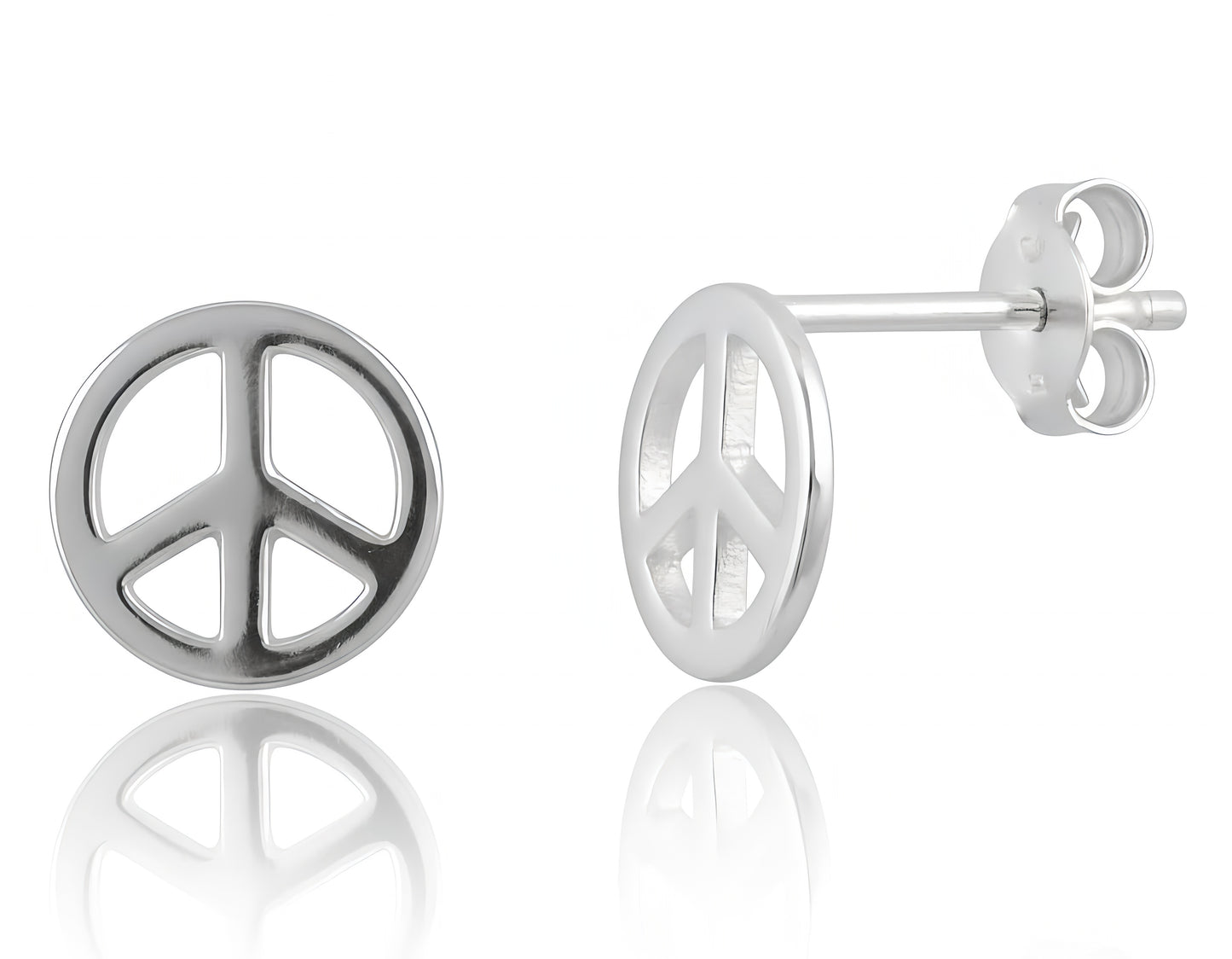 Sterling Silver Dainty Peace Sign stud Earrings